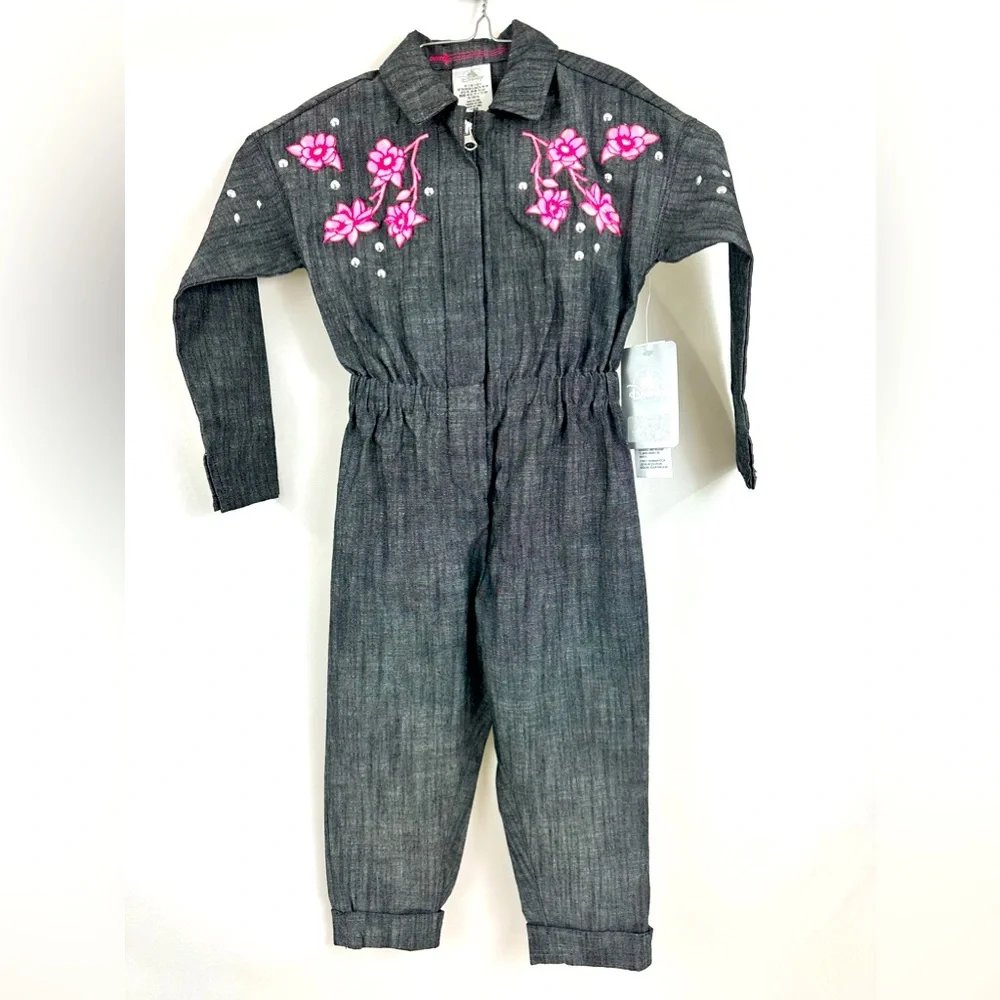 Disney Milan Jumpsuit Gray Zipper Front Elastic Waist Sizes 3 & 4